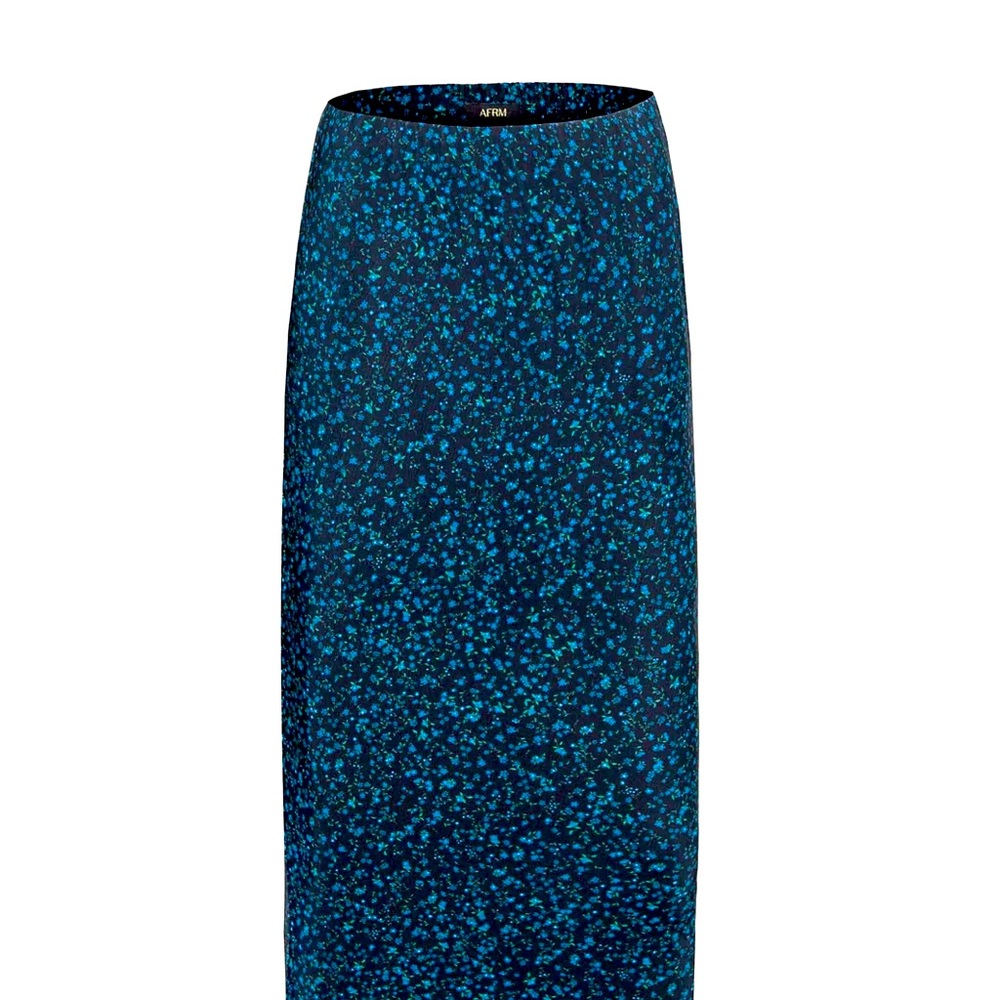 AFRM blue daisy ditsy midi skirt